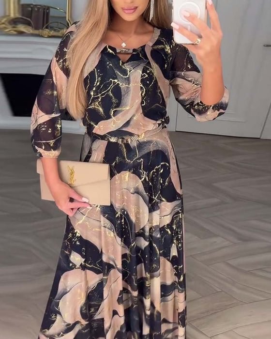 Cherisse | Printed Midi Chiffon Dress