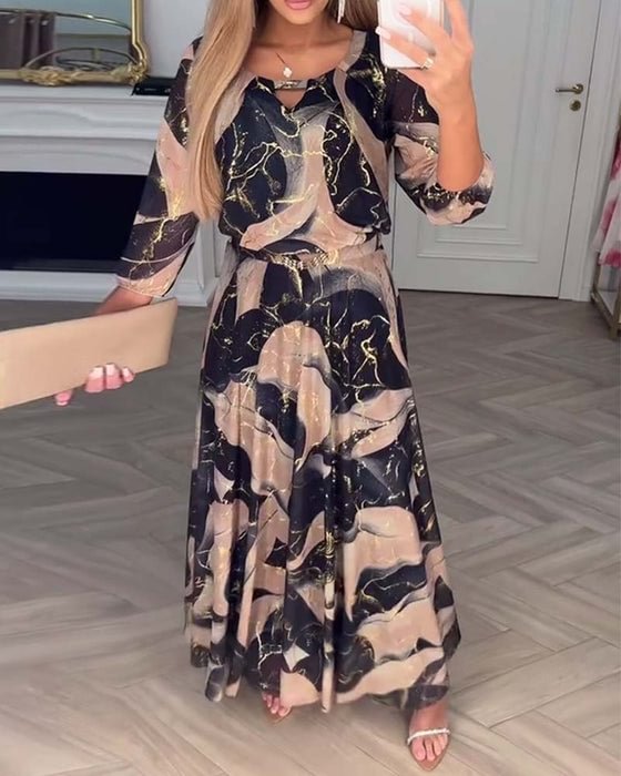 Cherisse | Printed Midi Chiffon Dress