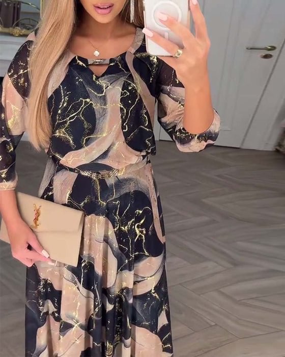 Cherisse | Printed Midi Chiffon Dress